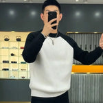 Men’s Casual Patchwork Knit Sweater - Retro Harajuku Pullover