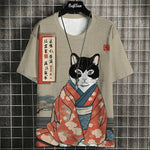 Unisex Japanese Samurai Cat 3D Printed T-shirt