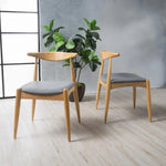 Francie Fabric Dining Chairs with Oak Finish