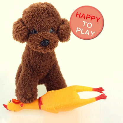 Squeaky Screaming Chicken Dog Chew Toy