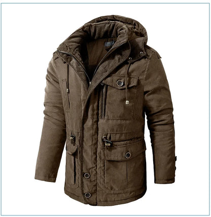 Thickened Multi-Pocket Mid-Length Casual Coat