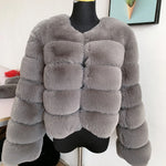 Women's High-Quality Faux Fox Fur Coat