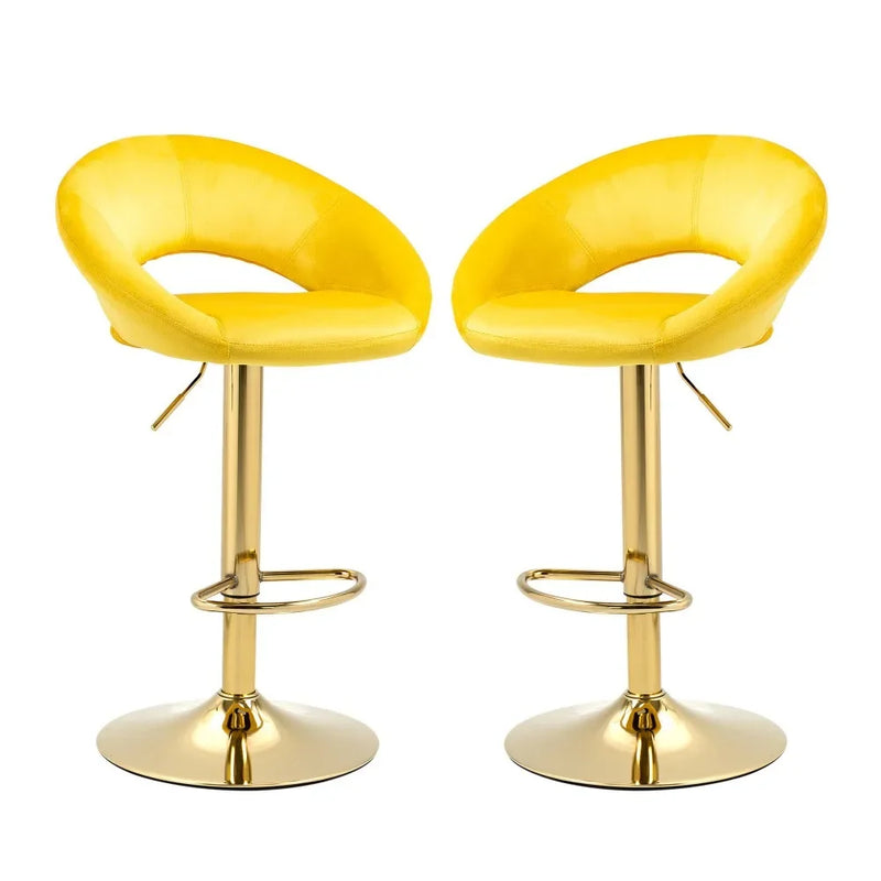 Set of 2 Velvet Adjustable Bar Chairs