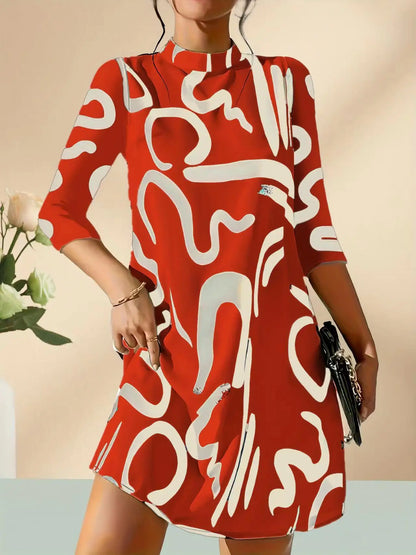 Long Sleeve Printed Mini Dress for Women