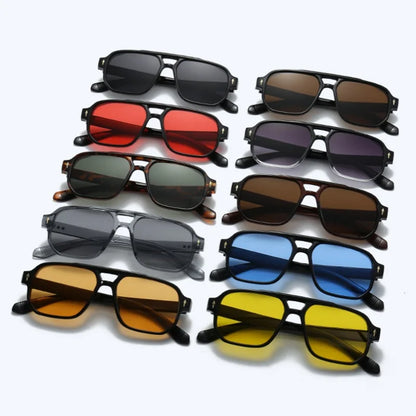 Retro Double Bridge Square Sunglasses for Men and Women