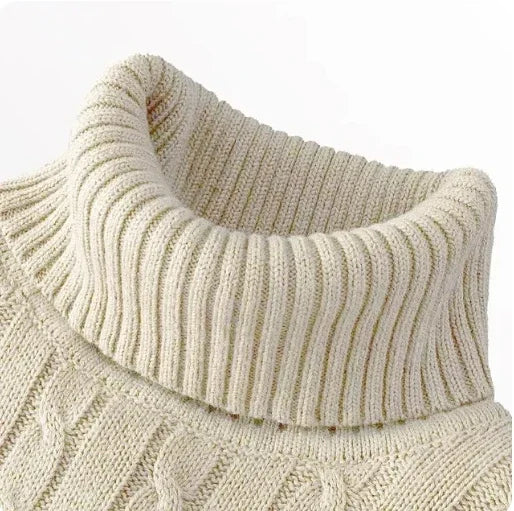 Men's Solid High Neck Knitted Sweater