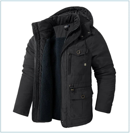 Thickened Multi-Pocket Mid-Length Casual Coat