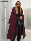 Elegant Burgundy Double-Breasted Coat for Women