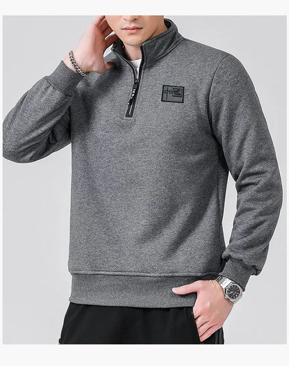 Winter Sweatshirt Men Long Sleeves Fleece Lined Warm Sweatshirt