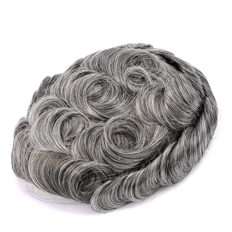 Topunique Full Swiss Lace Men’s Toupee – 90% Light to Medium Light Density