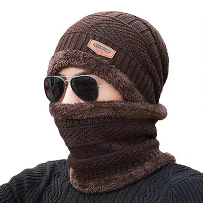 Winter Knit Hat & Scarf Set for Men