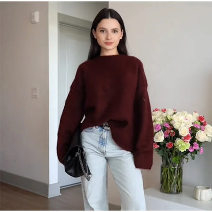 Retro Knit Pullover for Women – Casual Loose Sweater