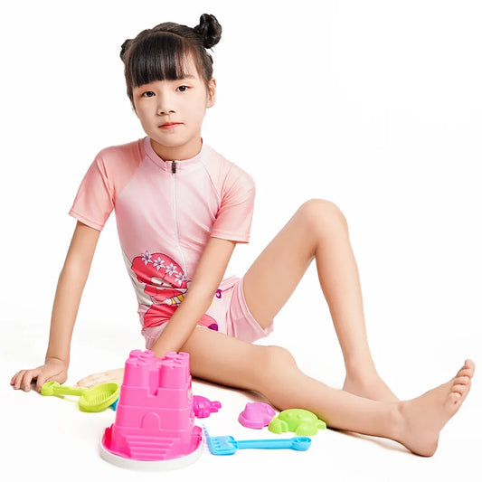 Cute Cartoon Girls One-Piece Swimsuit for Toddlers Breathable Swimwear