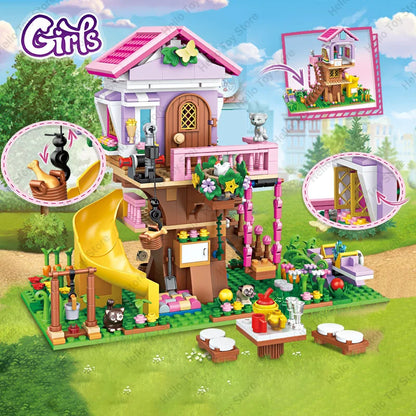 Girls Friendship Tree House Villa Castle Building Blocks