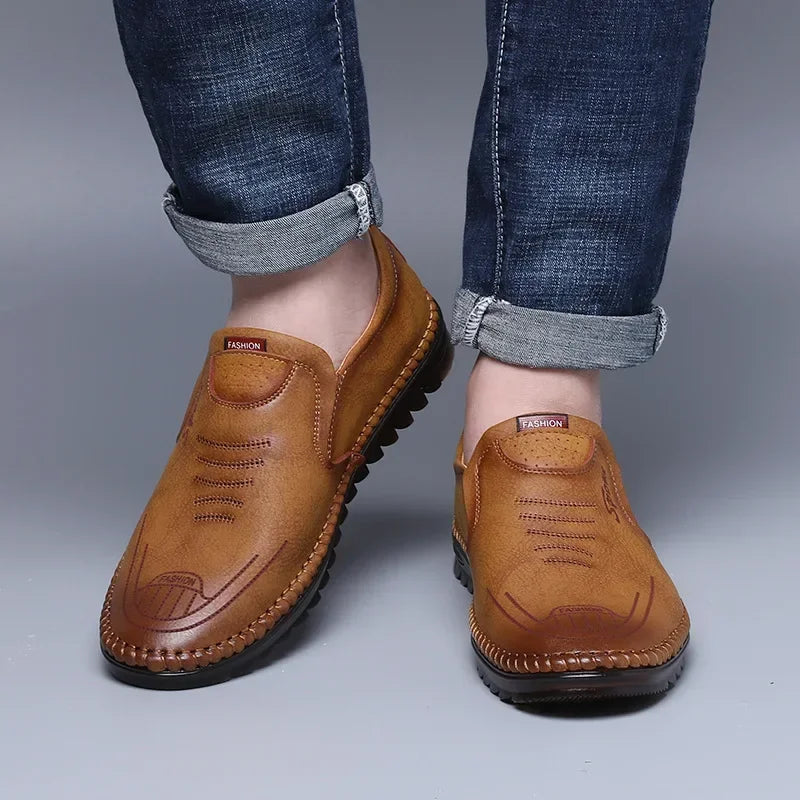 Men’s Handmade Leather Flats – Soft Sole Casual Business Moccasins