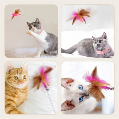 Interactive Feather Teaser Wand with Bell for Cats