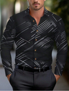 Men's Solid Color Formal Button-up Shirt – Long Sleeve Striped Lapel