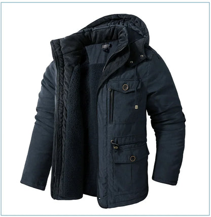 Thickened Multi-Pocket Mid-Length Casual Coat