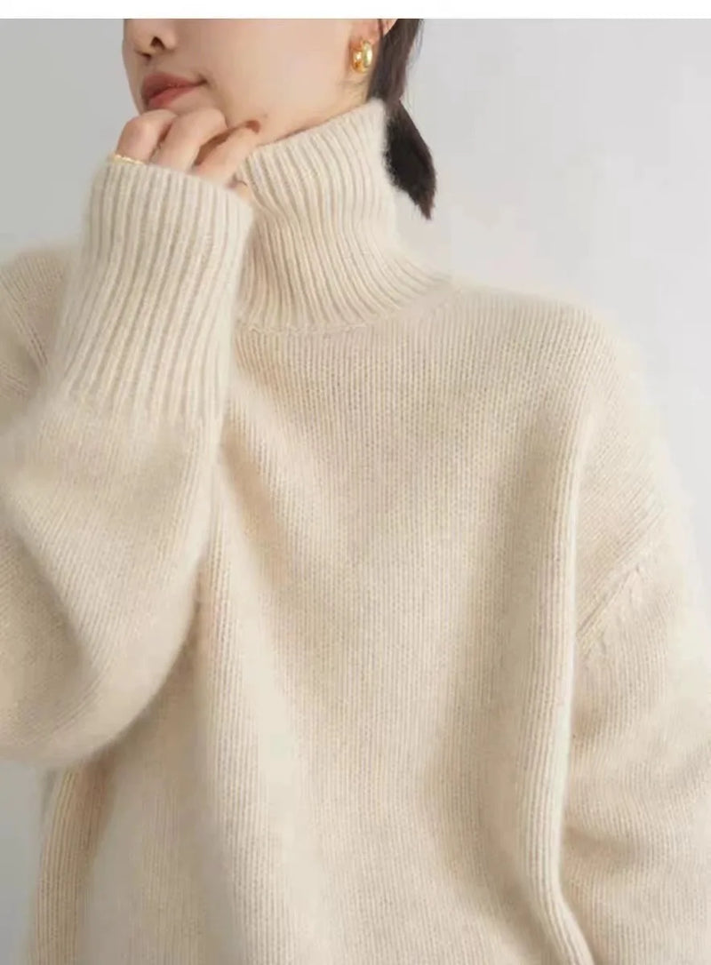 Luxurious 100% Cashmere Turtleneck Sweater for Women