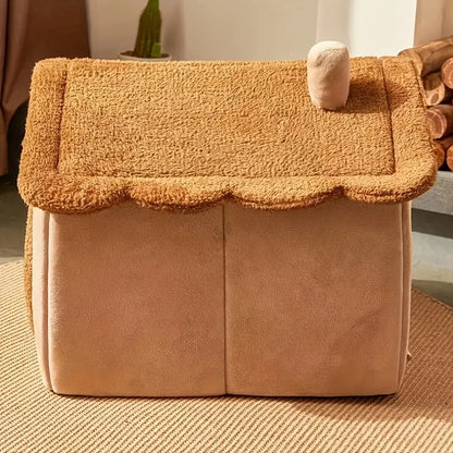 Foldable Cat and Dog Bed House with Washable Cushion for Small Pets