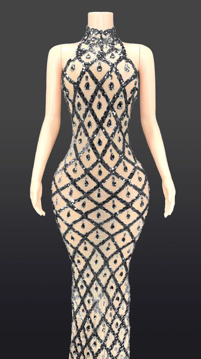 Sparkly Silver Rhinestone Prom & Evening Gown – Luxe Edition