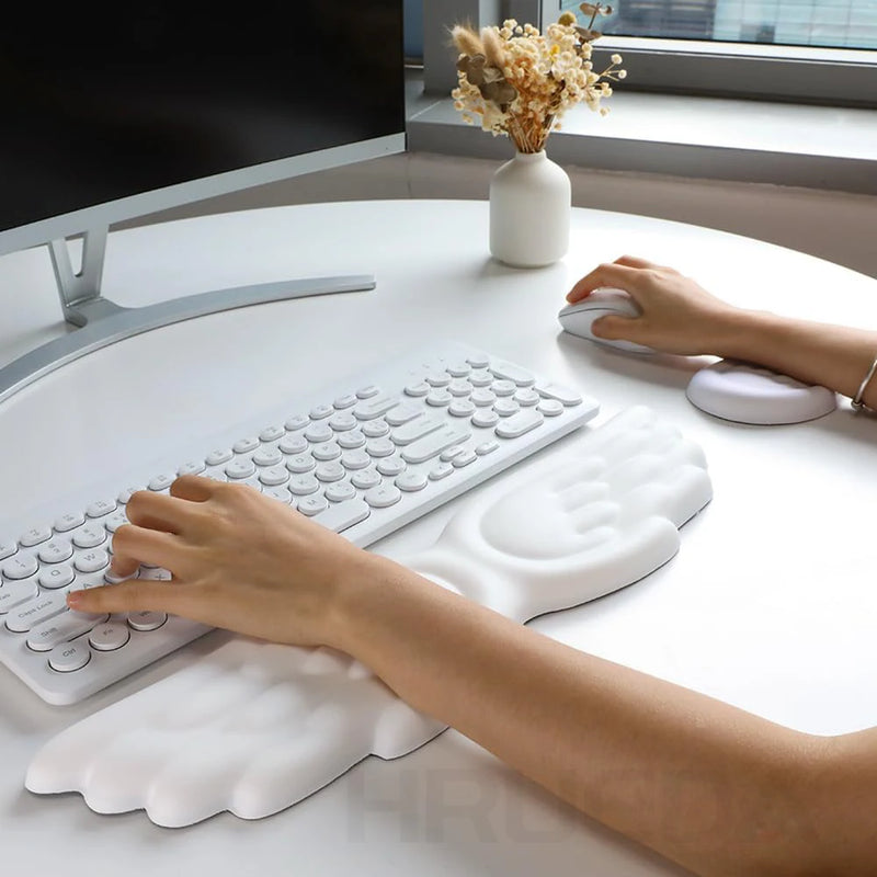 Ergonomic Angel Wing Keyboard & Mouse Pad Set for Wrist Support