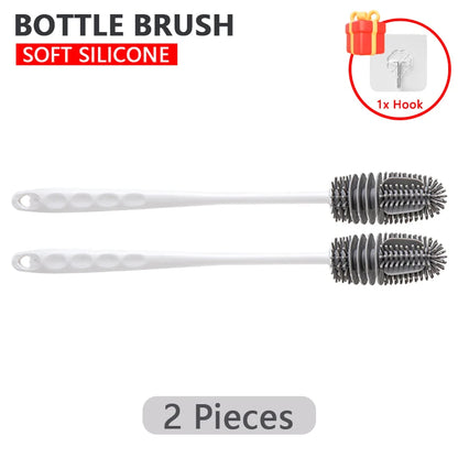 Silicone Baby Bottle Cleaning Brush Long Handle Cup Scrubber for Home Use