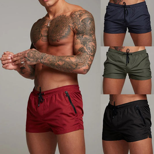 Men’s Quick Dry Swim Trunks with Zipper Pockets and Mesh Liner