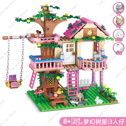 Girls Friendship Tree House Villa Castle Building Blocks