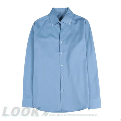 Men's Slim-Fit Italian Collar Shirt - Wrinkle-Free & Stylish