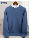 Pure Wool Men's Slim-Fit Round Neck O-Neck Cashmere Sweater