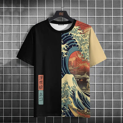 Unisex Japanese Samurai Cat 3D Printed T-shirt
