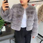 Women's High-Quality Faux Fox Fur Coat