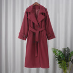 Elegant Burgundy Double-Breasted Coat for Women