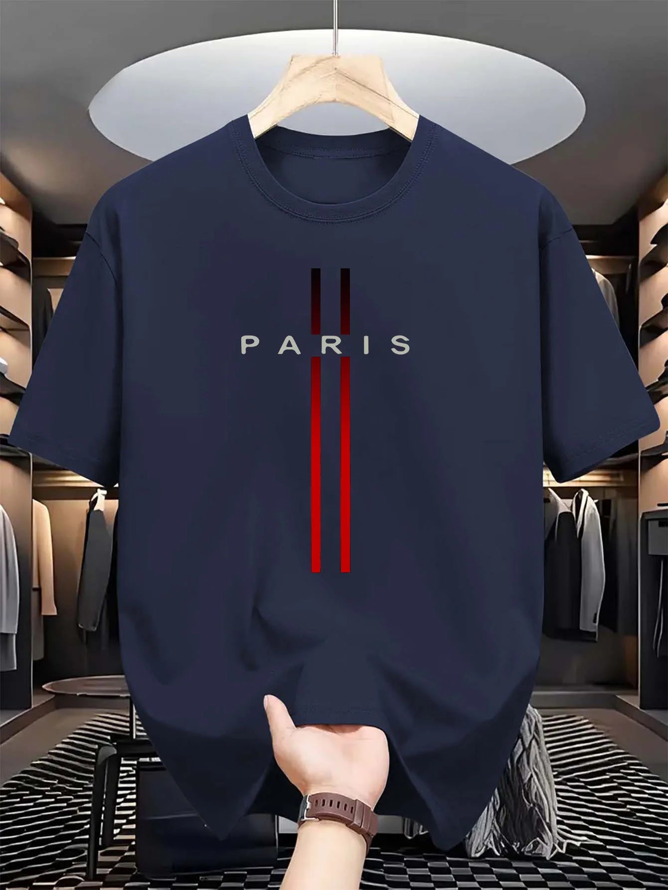 Men’s 100% Cotton Paris Print T-Shirt – Casual Summer Tee