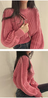 Vintage Harajuku Lantern Sleeve Knit Sweater - Soft & Chic