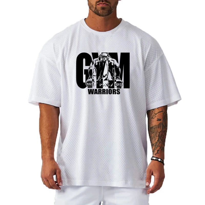 Men’s Oversized Quick-Dry Gym T-Shirt – Breathable Mesh Fitness Tee