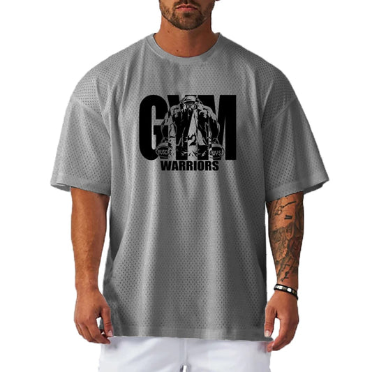 Men’s Oversized Quick-Dry Gym T-Shirt – Breathable Mesh Fitness Tee