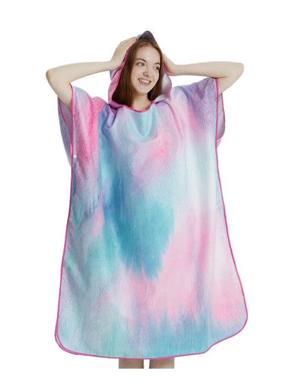 Quick-Dry Surf Poncho Towel Hoodie for Adults Microfiber Beach Changing Robe