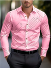 Men's Solid Color Formal Button-up Shirt – Long Sleeve Striped Lapel