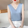 Elegant Women's Silk Chiffon Camisole with Lace V-neck