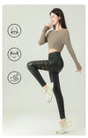 High-Waist PU Leather Fleece Leggings Warm & Stylish