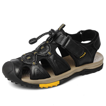 Men's Large Size Leather Beach Sandals – Non-Slip & Breathable