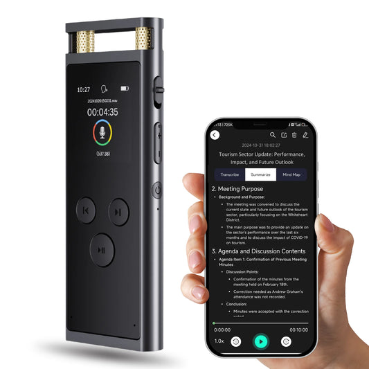 AI Voice Recorder – 64GB Dictaphone with Transcription & Translation
