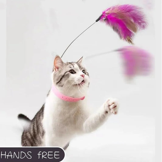 Interactive Feather Teaser Wand with Bell for Cats