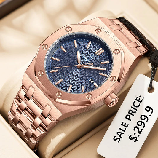 PAAZOMU Luxury Waterproof Men’s Quartz Watch – Stainless Steel Sport