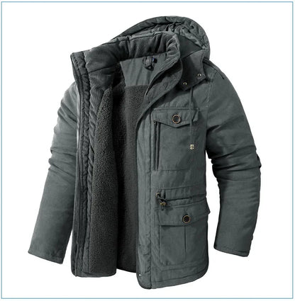 Thickened Multi-Pocket Mid-Length Casual Coat