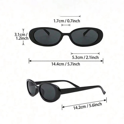 2PCS Vintage Oval Sunglasses for Women UV400 Designer Sun Shades