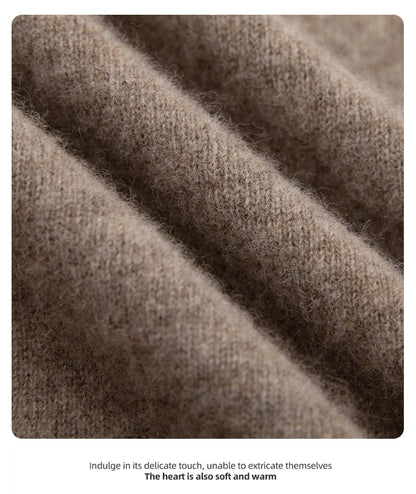 Pure Wool Men's Slim-Fit Round Neck O-Neck Cashmere Sweater