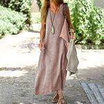 Cotton Linen Sleeveless V-Neck Dress